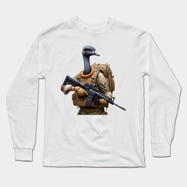 Tactical Ostrich Long Sleeve T-Shirt by Rawlifegraphic